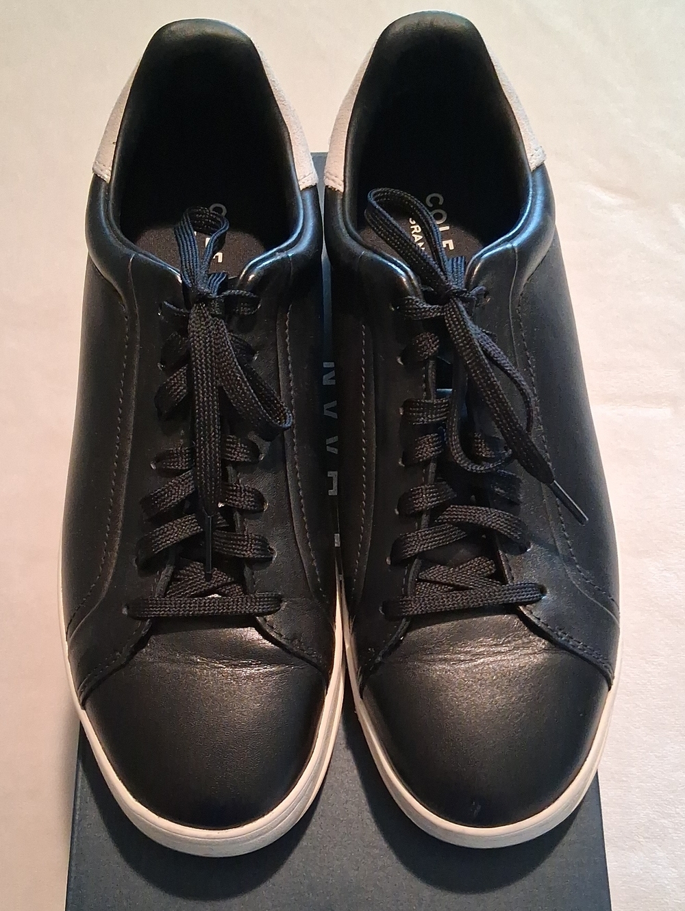 Cole Haan Black Leather Low-Top Sneakers with White Sole